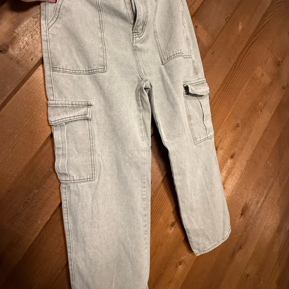 SHEIN Sage Green Flare Wide Leg Cargo Jeans